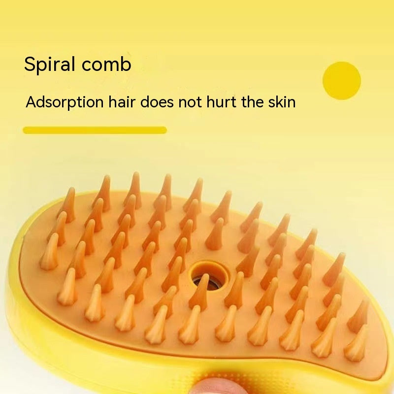 3-in-1 Electric Pet Steam Brush Cat & Dog Grooming Comb with Spray, Massage & Hair Removal Function