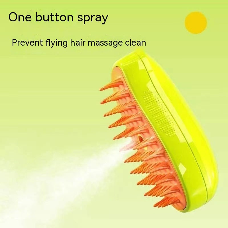 3-in-1 Electric Pet Steam Brush Cat & Dog Grooming Comb with Spray, Massage & Hair Removal Function