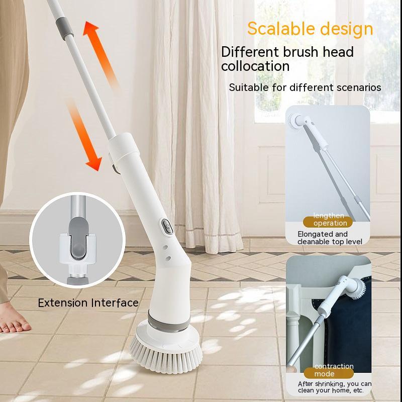 Electric Spin Scrubber  Long Handle Cleaning Brush