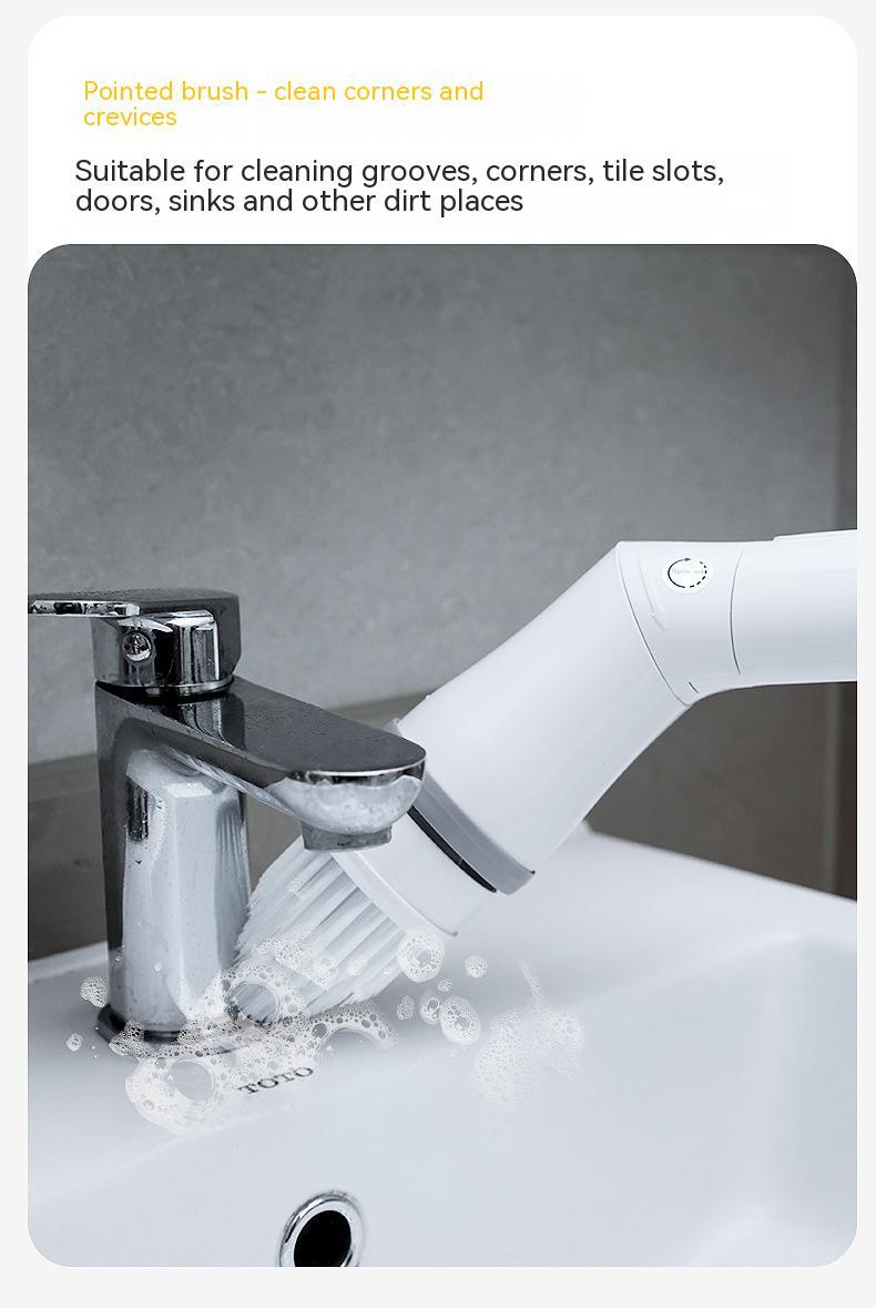 Electric Spin Scrubber  Long Handle Cleaning Brush