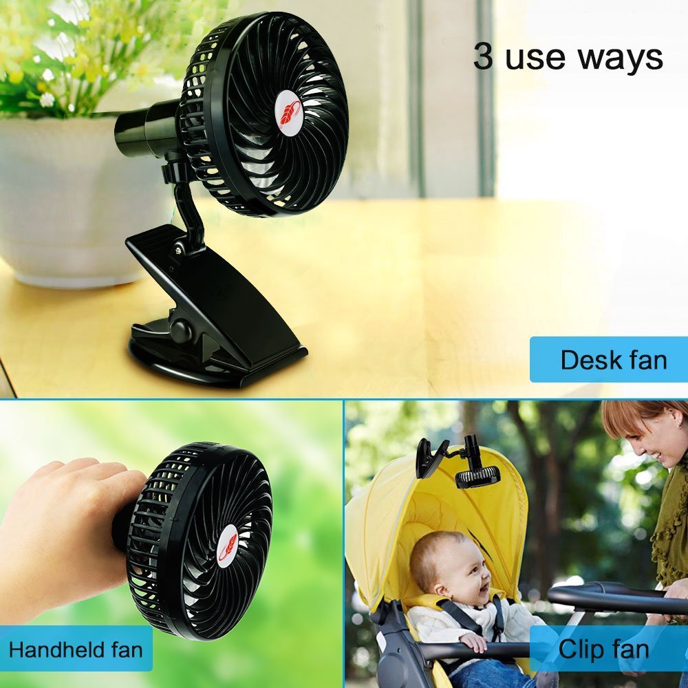Mini Rechargeable Clip Fan  Silent USB Fan with 3 Speeds for Desk & Baby Stroller