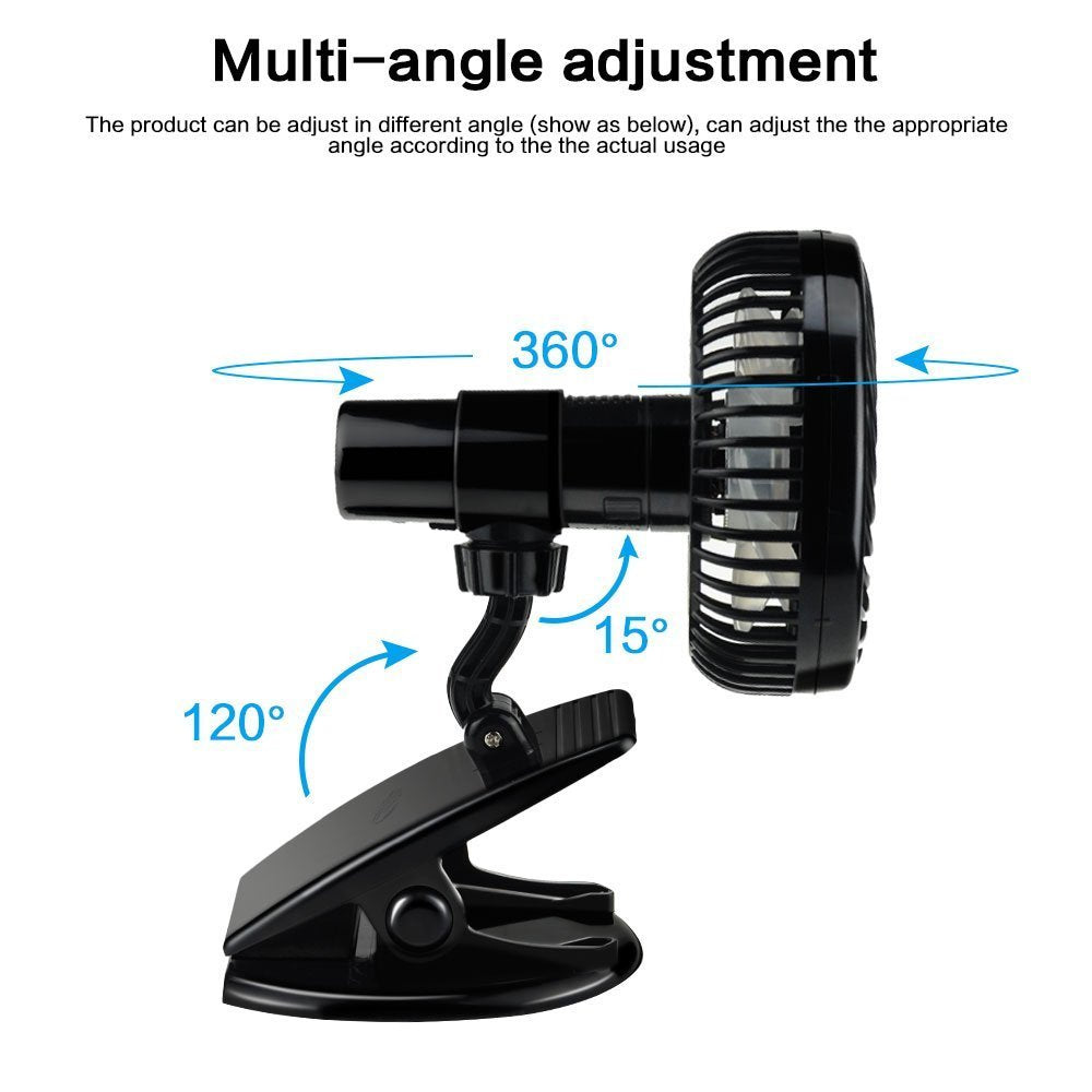 Mini Rechargeable Clip Fan  Silent USB Fan with 3 Speeds for Desk & Baby Stroller