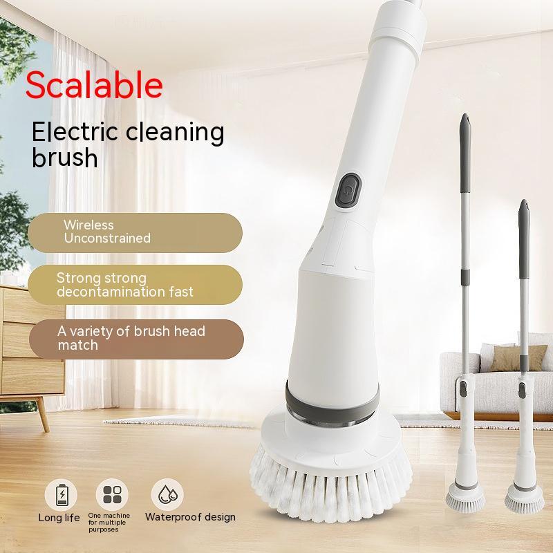 Electric Spin Scrubber  Long Handle Cleaning Brush