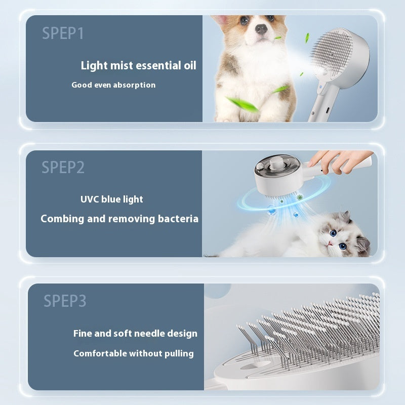 Pet Hair Remover & Grooming Brush  Self-Cleaning Steam Brush for Dogs & Cats