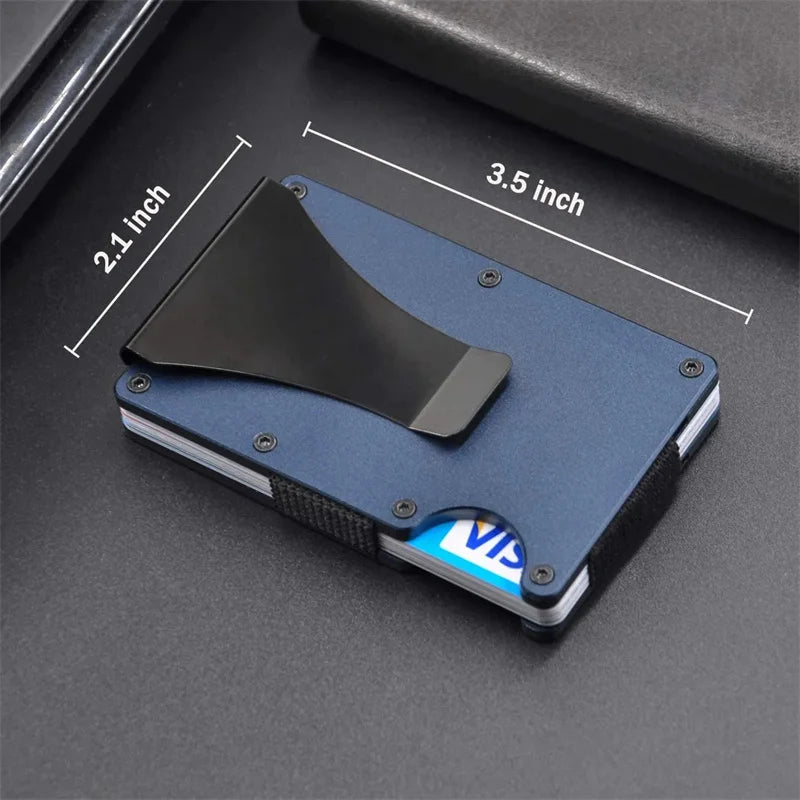 RFID Clip Metal Wallet Blocking Aluminum Minimalist Credit Card Holder Money Wallets 2024 All Color Slim Business Bank Id Case