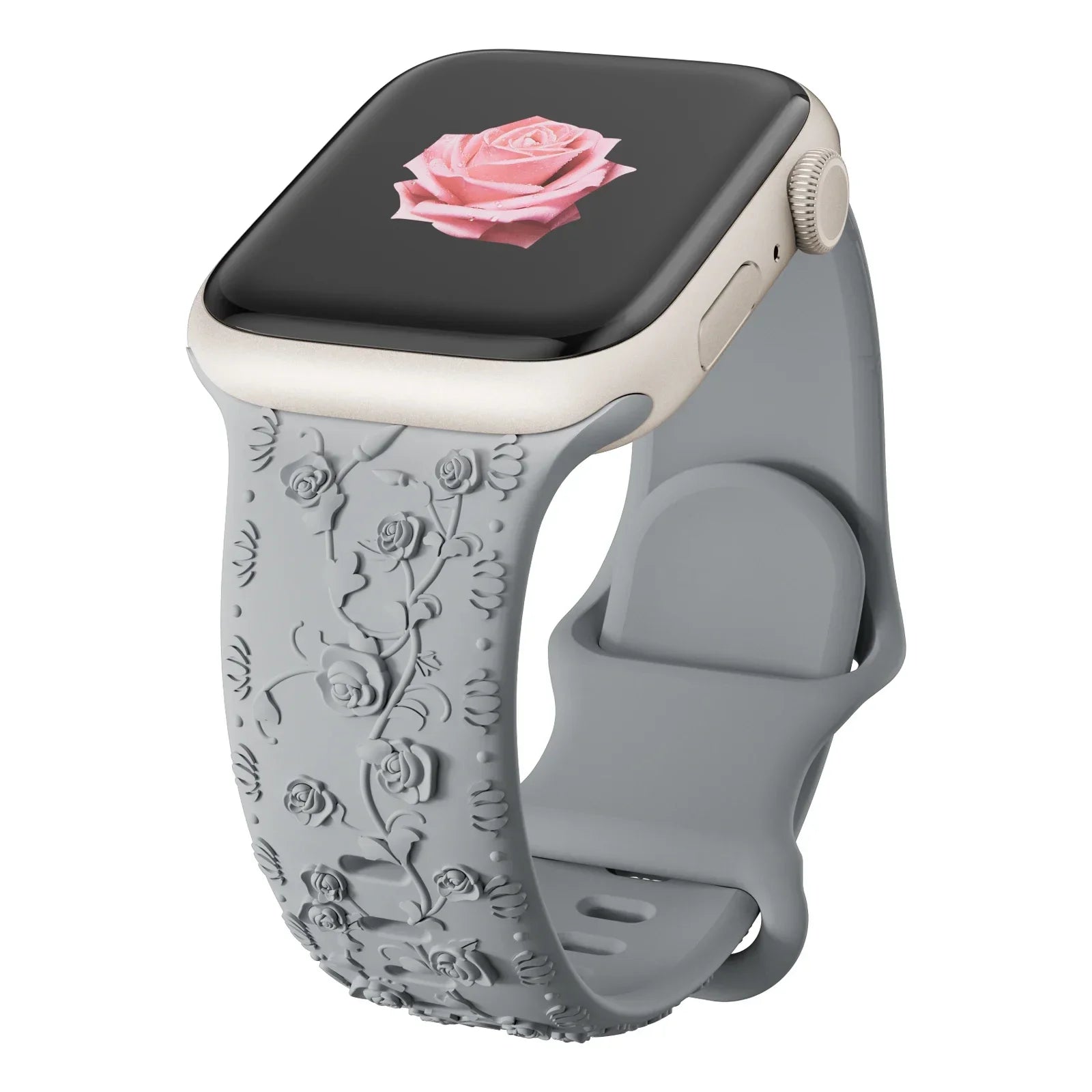 Engraved Band for Apple Watch Strap 46 44mm 40 49mm 45mm 41mm 42mm Floral Silicone Correas Iwatch Ultra 2 Series 10 9 8 7 6 SE 5