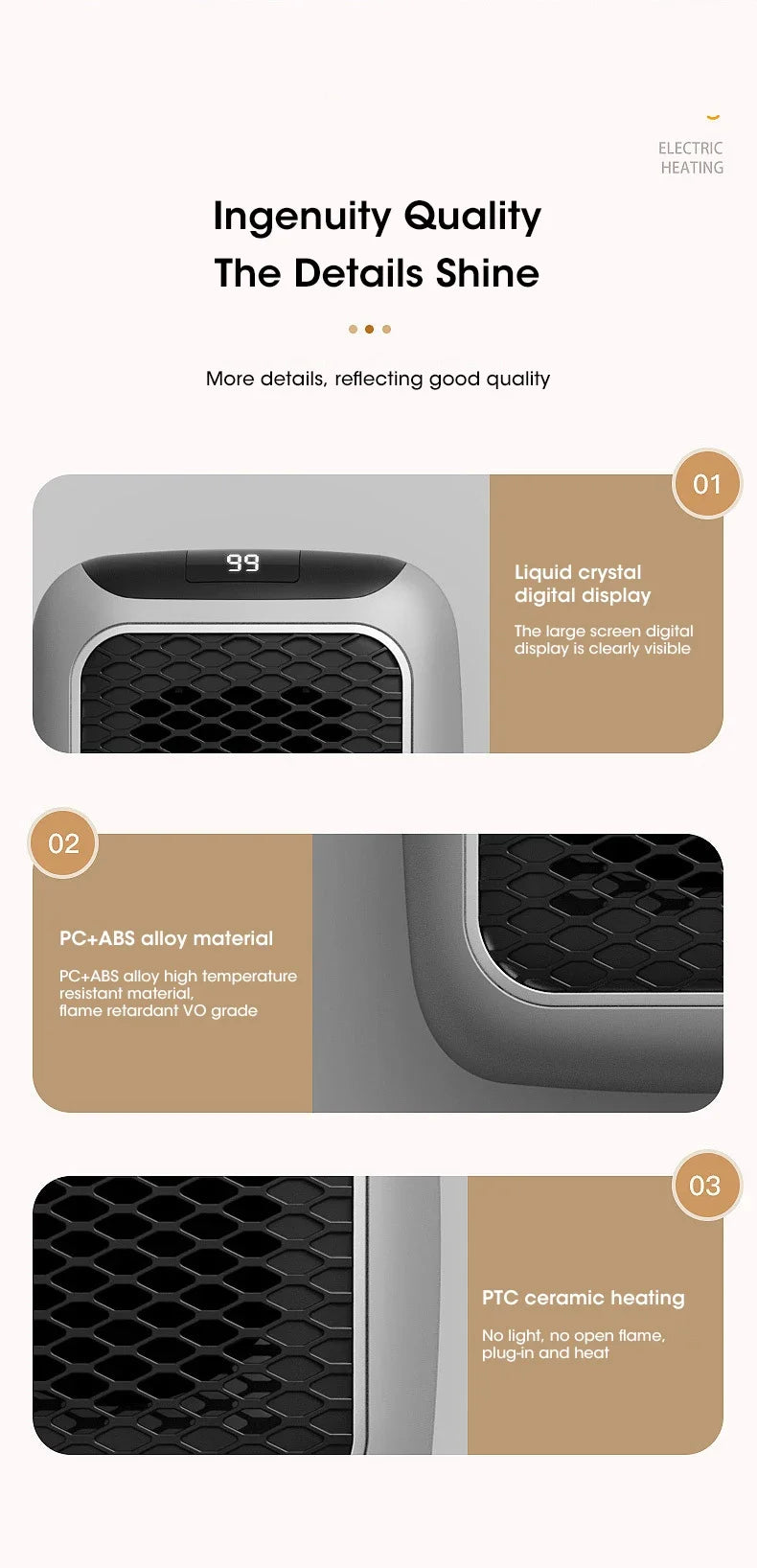 Electric Heater Home Appliance Heating Furnace Portable Heater Plug-in Room Heater Mini Radiator Remote Heating 500W