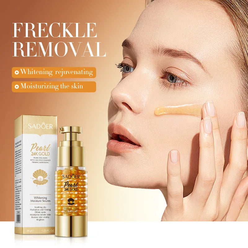 24K Golden Pearl Collagen Whitening and Moisturizing Face Essence Face Cream Gold Lotion and 24K Eye Cream  freckle removal
