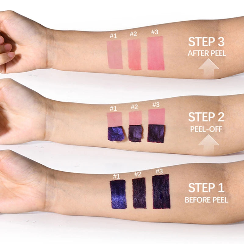 Lip Stain Tear-Off Natural Matte Waterproof Tattoo Dyed Transfer Resistant Lip Tint Gloss Peel Off Purple Liquid LipstickMakeup