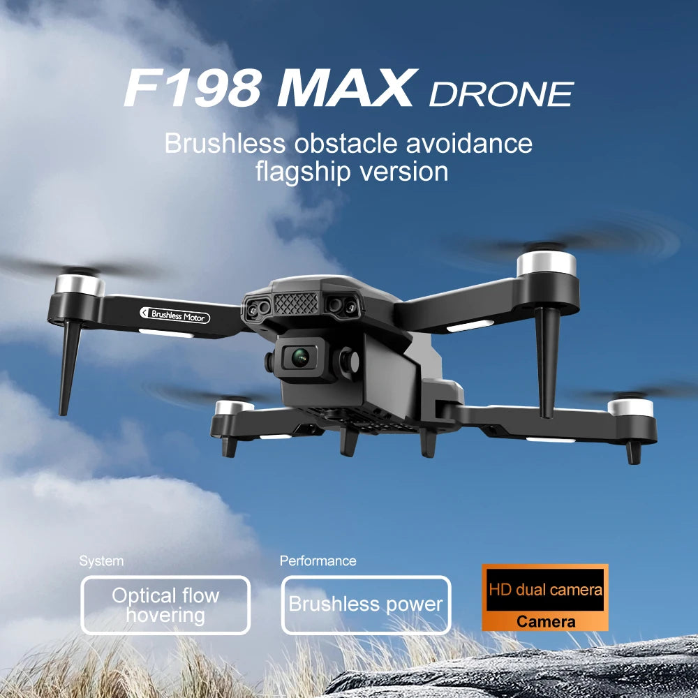 F198 Drone WIFI FPV HD Aerial Photography Wide Angle Dual Camera Professional With 1080P Brushless RC Foldable Quadcopter