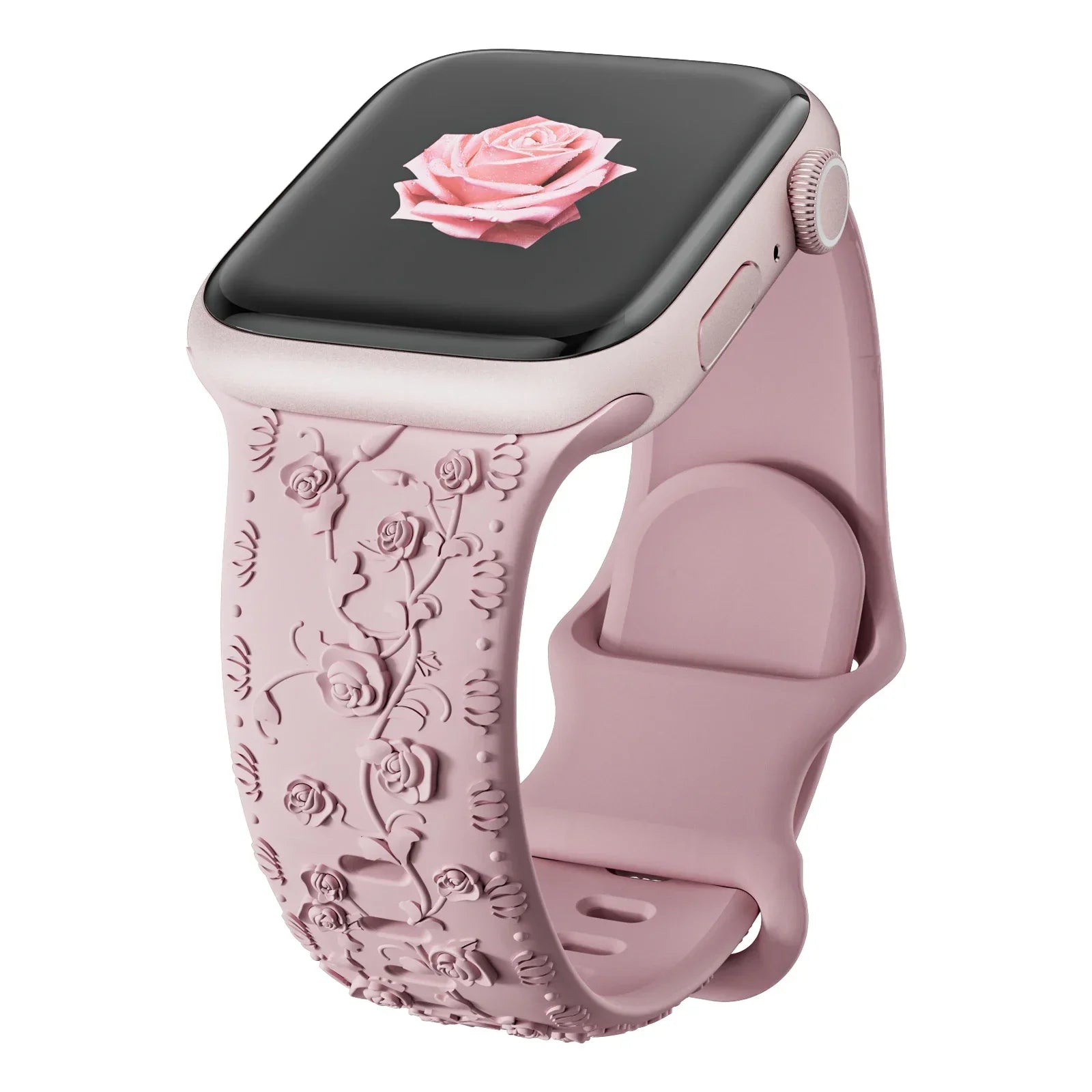 Engraved Band for Apple Watch Strap 46 44mm 40 49mm 45mm 41mm 42mm Floral Silicone Correas Iwatch Ultra 2 Series 10 9 8 7 6 SE 5
