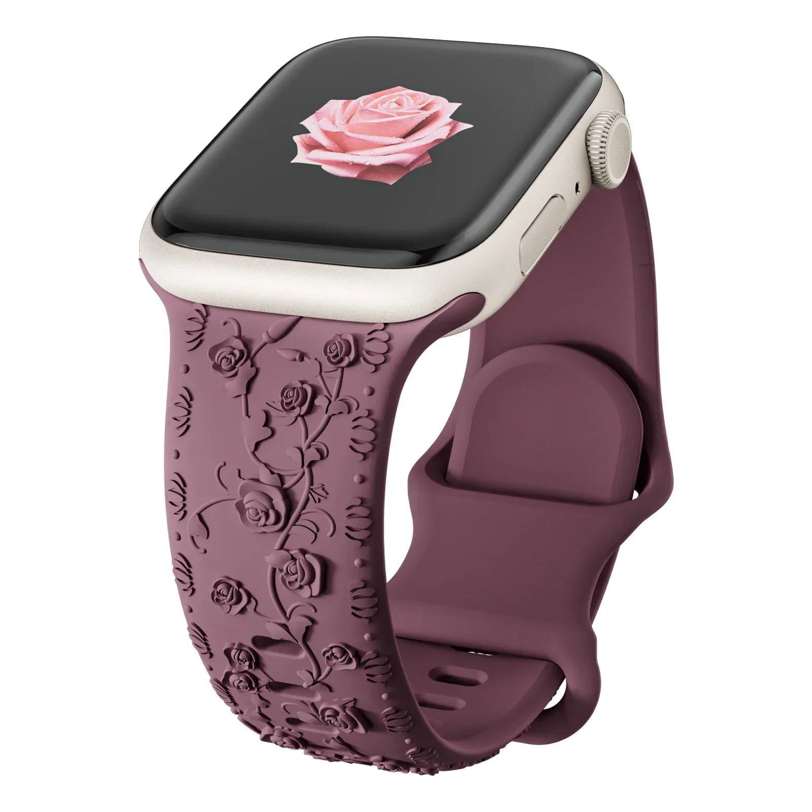 Engraved Band for Apple Watch Strap 46 44mm 40 49mm 45mm 41mm 42mm Floral Silicone Correas Iwatch Ultra 2 Series 10 9 8 7 6 SE 5