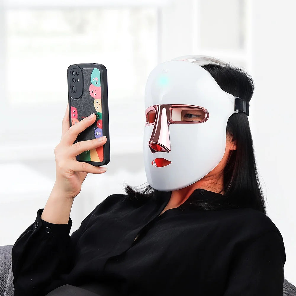 Wireless 7 Colors Face LED Mask Photon Facal Beauty Mask Skin Rejuvenation Anti Acne Repair Skin Tightening Anti Aging Skin Care