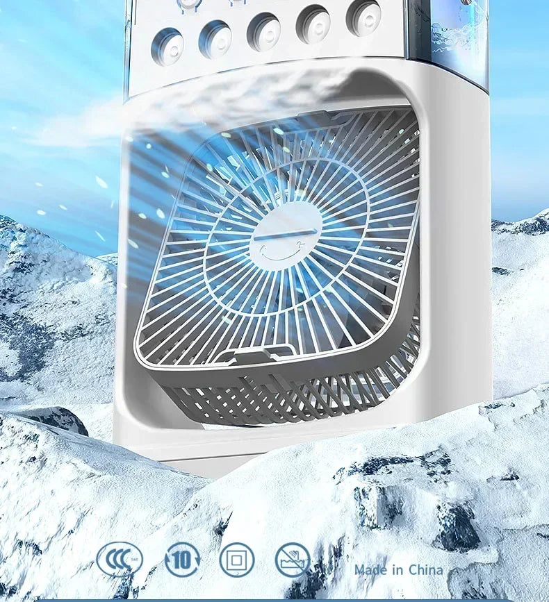 2025 New Three In One Household Air Conditioner Small Air Cooler Portable Smallfan Household Night Humidifier LED Nightlight Fan