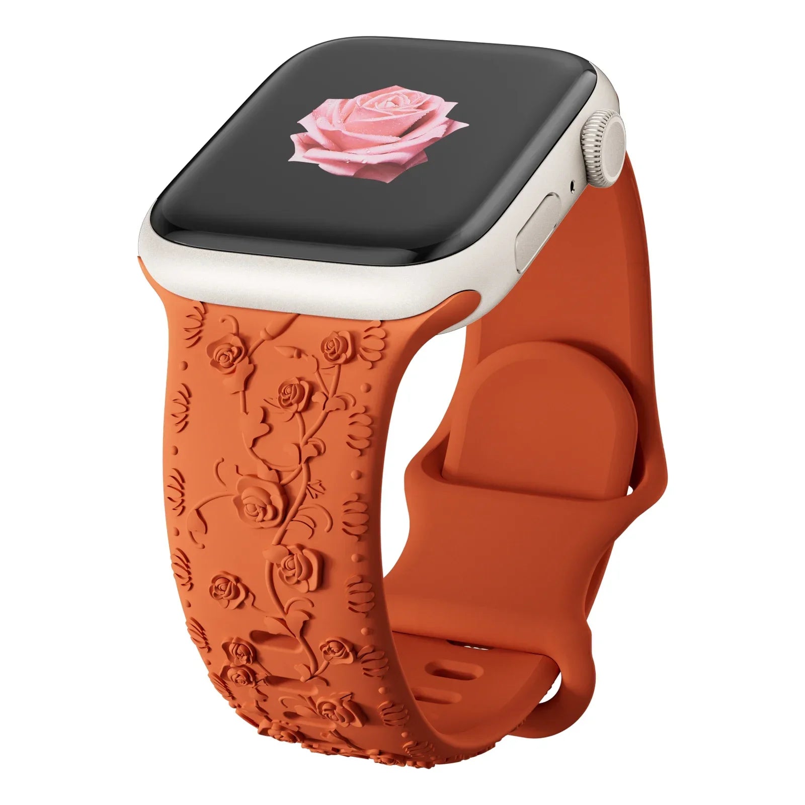 Engraved Band for Apple Watch Strap 46 44mm 40 49mm 45mm 41mm 42mm Floral Silicone Correas Iwatch Ultra 2 Series 10 9 8 7 6 SE 5