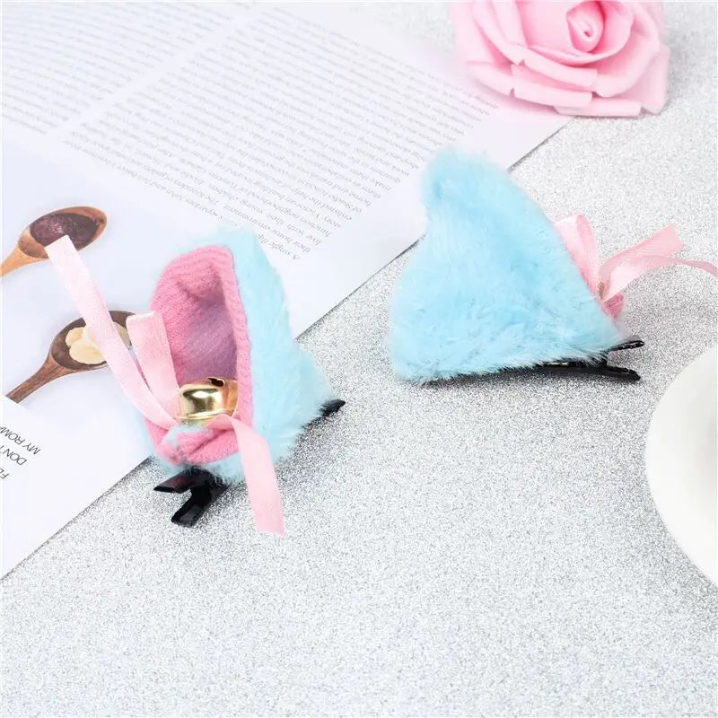 Cosplay Bells Cat Ear Hair Clips Fur Headwear Anime Hairpins Headdress Lolita Hairclip Headsband Party Costume Hair Accessories