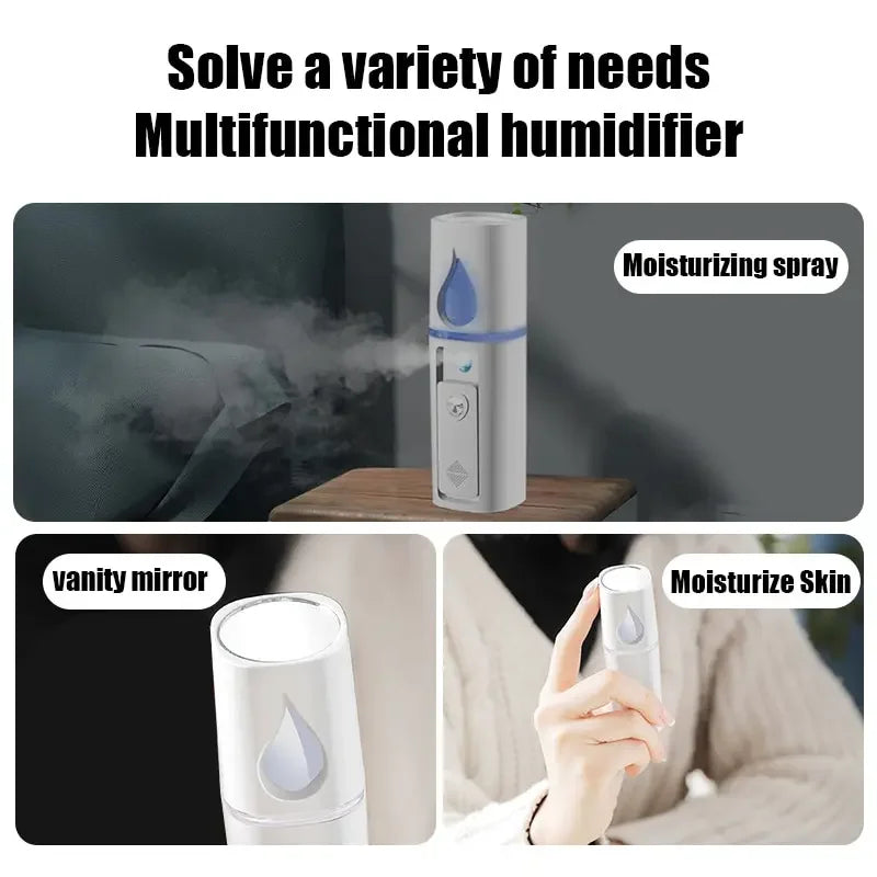 NANO FACIAL MISTER PORTABLE MINI FACE MIST HANDY SPRAYER COOL FACIAL STEAMER Humidifier for Room Outdoor Indoor