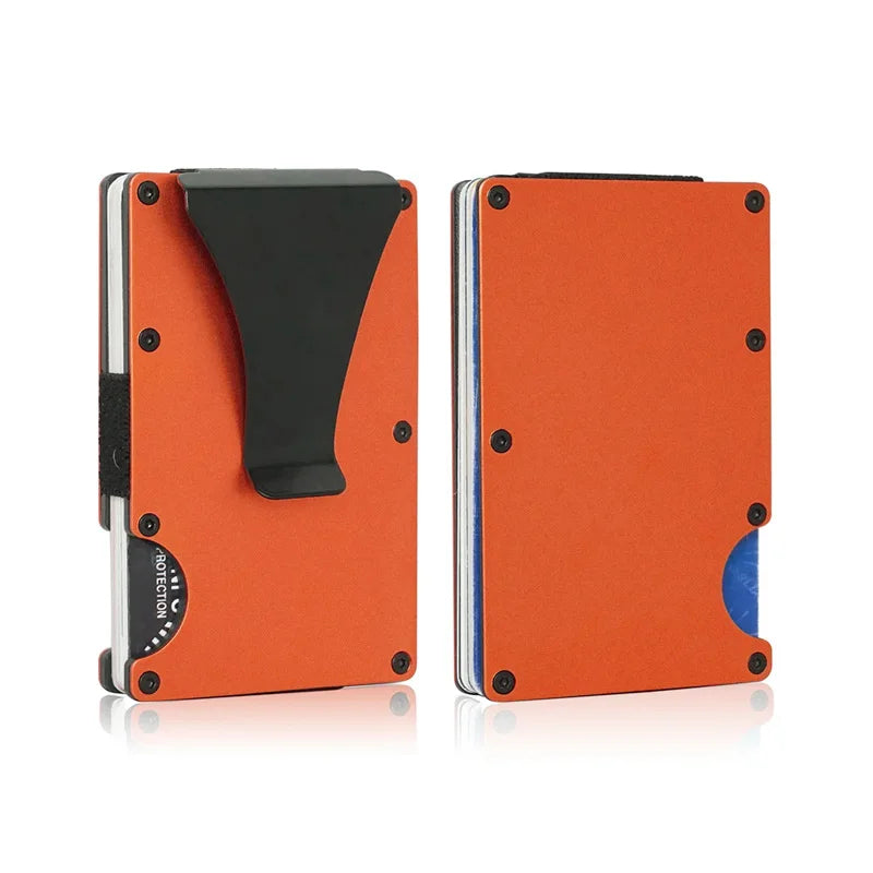 RFID Clip Metal Wallet Blocking Aluminum Minimalist Credit Card Holder Money Wallets 2024 All Color Slim Business Bank Id Case