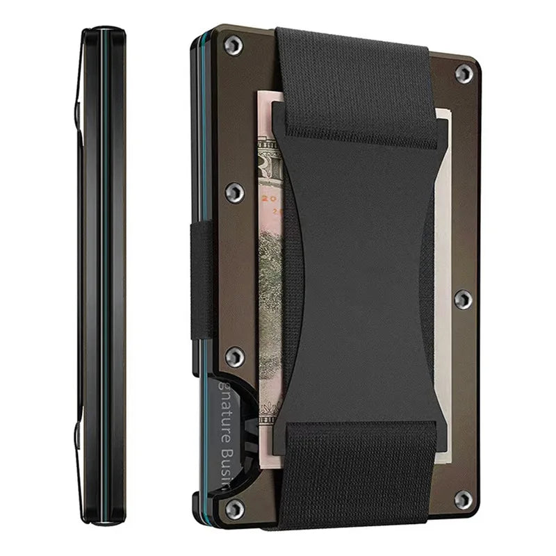 RFID Clip Metal Wallet Blocking Aluminum Minimalist Credit Card Holder Money Wallets 2024 All Color Slim Business Bank Id Case