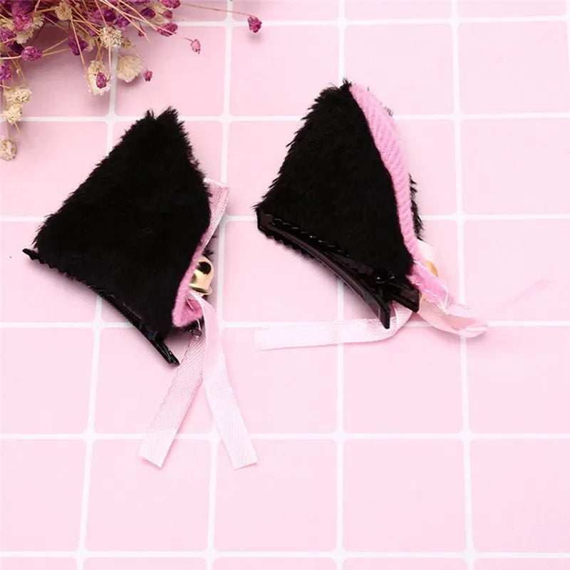 Cosplay Bells Cat Ear Hair Clips Fur Headwear Anime Hairpins Headdress Lolita Hairclip Headsband Party Costume Hair Accessories