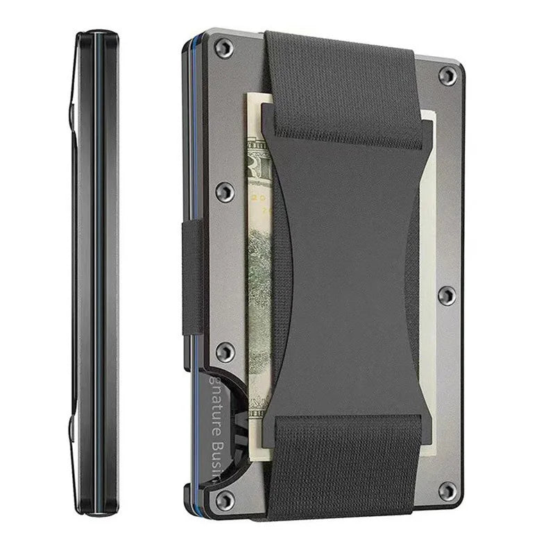 RFID Clip Metal Wallet Blocking Aluminum Minimalist Credit Card Holder Money Wallets 2024 All Color Slim Business Bank Id Case