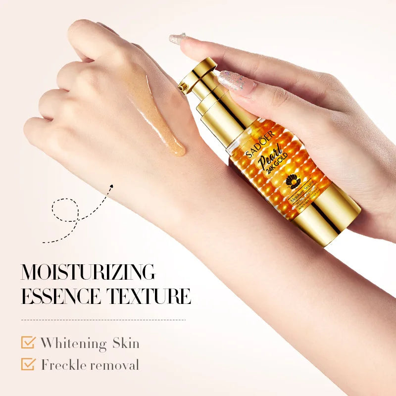 24K Golden Pearl Collagen Whitening and Moisturizing Face Essence Face Cream Gold Lotion and 24K Eye Cream  freckle removal