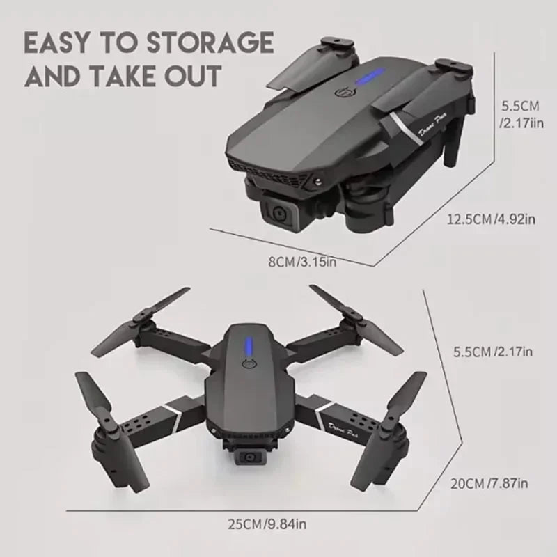 E88Pro RC Drone 4K Professinal 3 Batteries With 1080P Wide Angle Dual HD Camera Foldable RC Helicopter WIFI FPV Height Hold