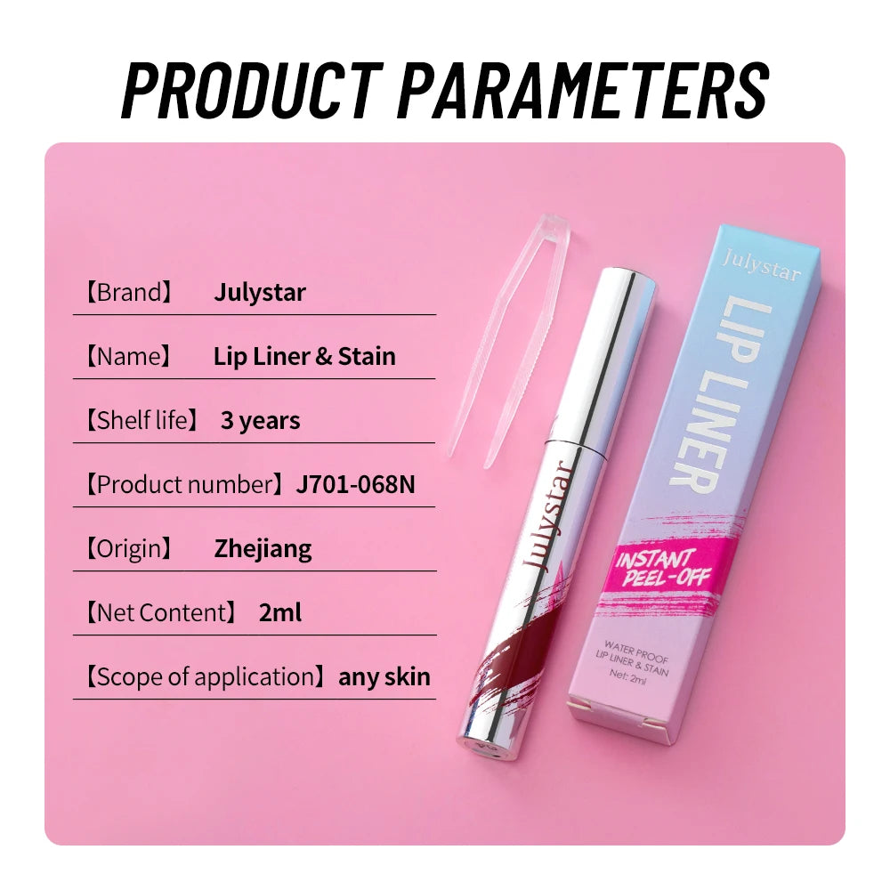 5 Color Liquid Peel-off Lip Liner Stain Waterproof Pink Brown Lip Contouring Tattoo Pigment Transfer Resistant Lip Gloss Tint