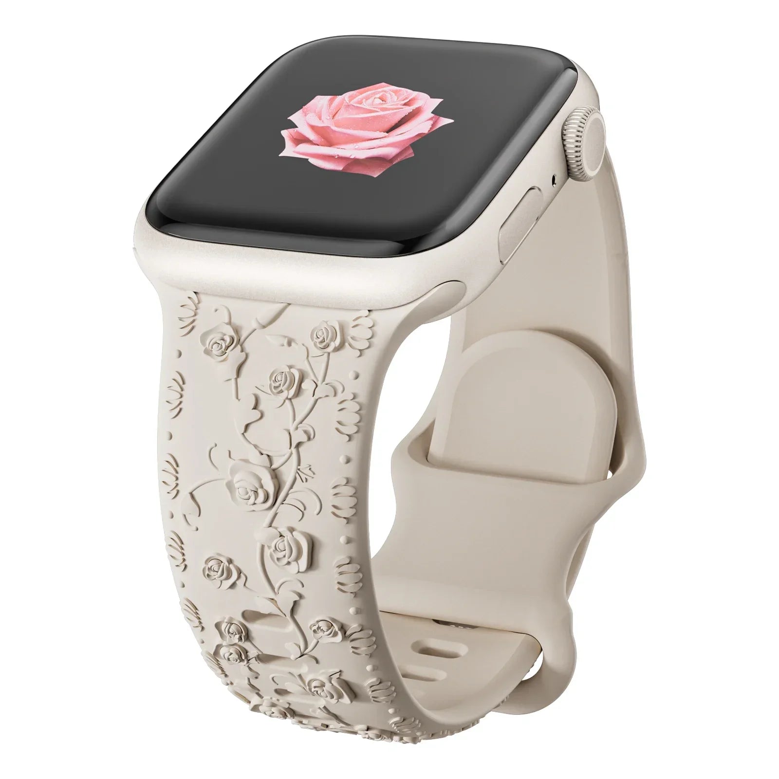 Engraved Band for Apple Watch Strap 46 44mm 40 49mm 45mm 41mm 42mm Floral Silicone Correas Iwatch Ultra 2 Series 10 9 8 7 6 SE 5