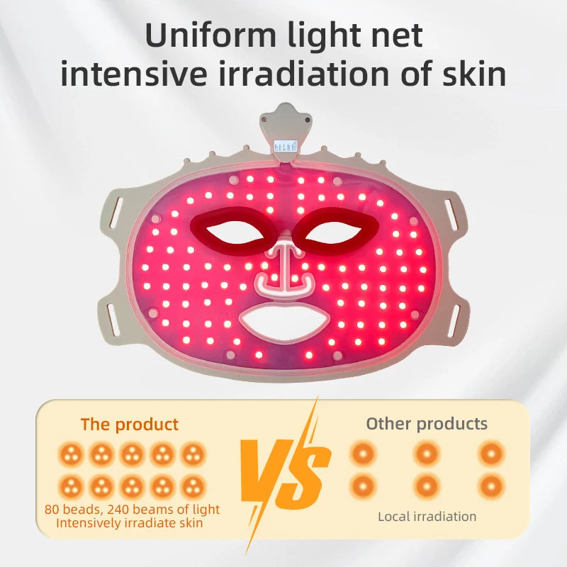 7 Colors Silicone Led Facial Mask Light Therapy Mask Full Face 240 Lamp Beads Wirelessly Red Light Therapy Photon Mask