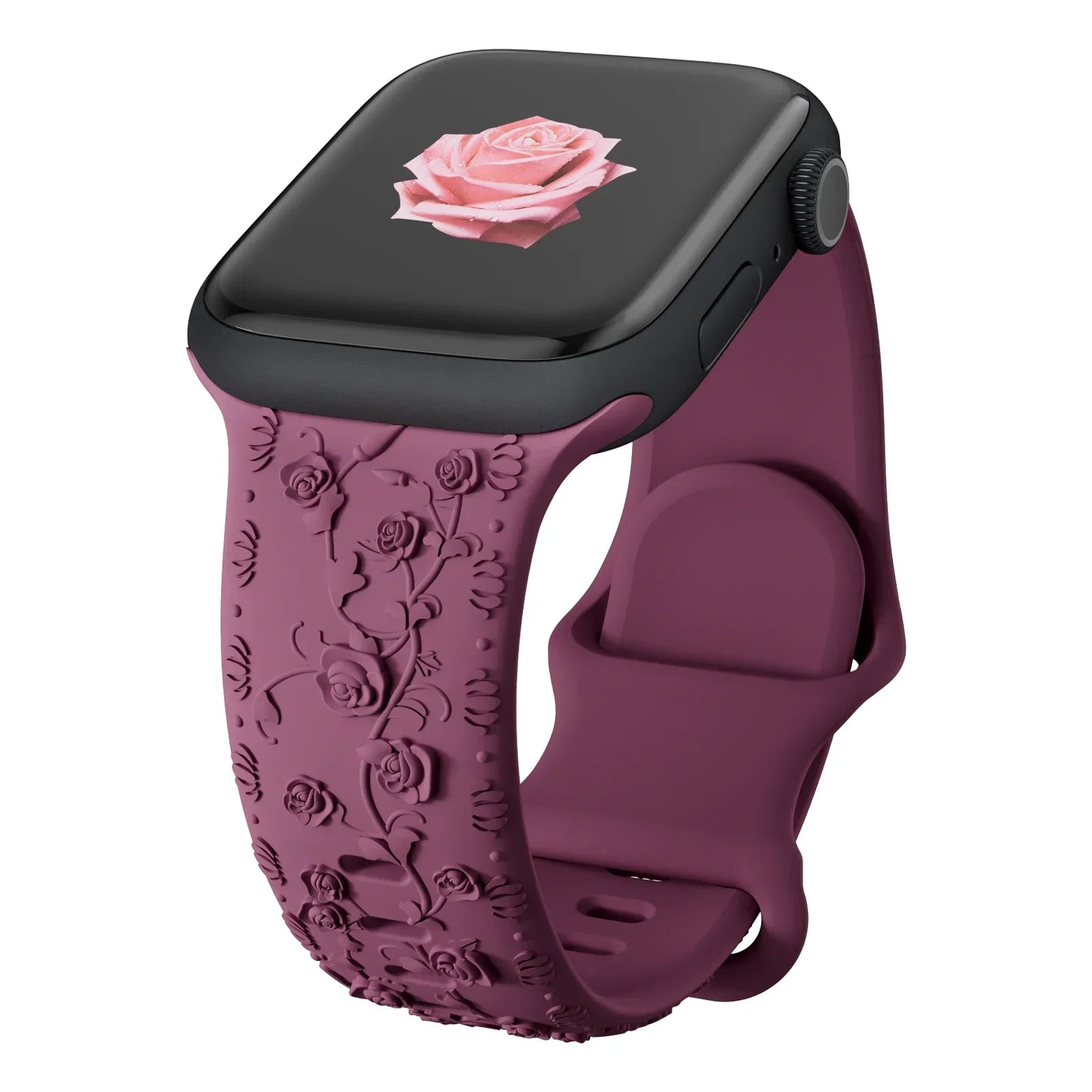 Engraved Band for Apple Watch Strap 46 44mm 40 49mm 45mm 41mm 42mm Floral Silicone Correas Iwatch Ultra 2 Series 10 9 8 7 6 SE 5
