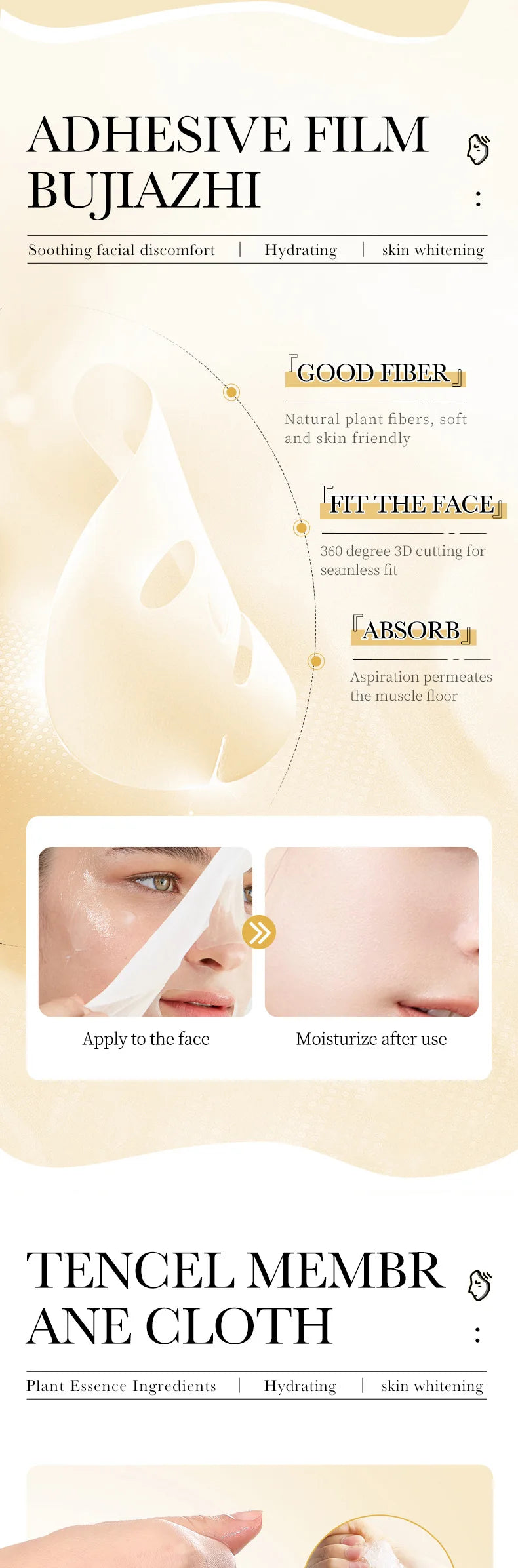 10pcs 24k Gold Essence Mask Moisturizing Brightening Delicate Face Skin Care Facial Mask Wholesale