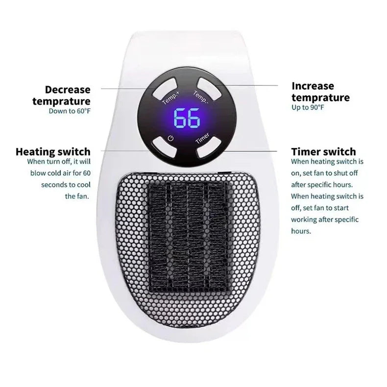 Electric Heater Home Appliance Heating Furnace Portable Heater Plug-in Room Heater Mini Radiator Remote Heating 500W