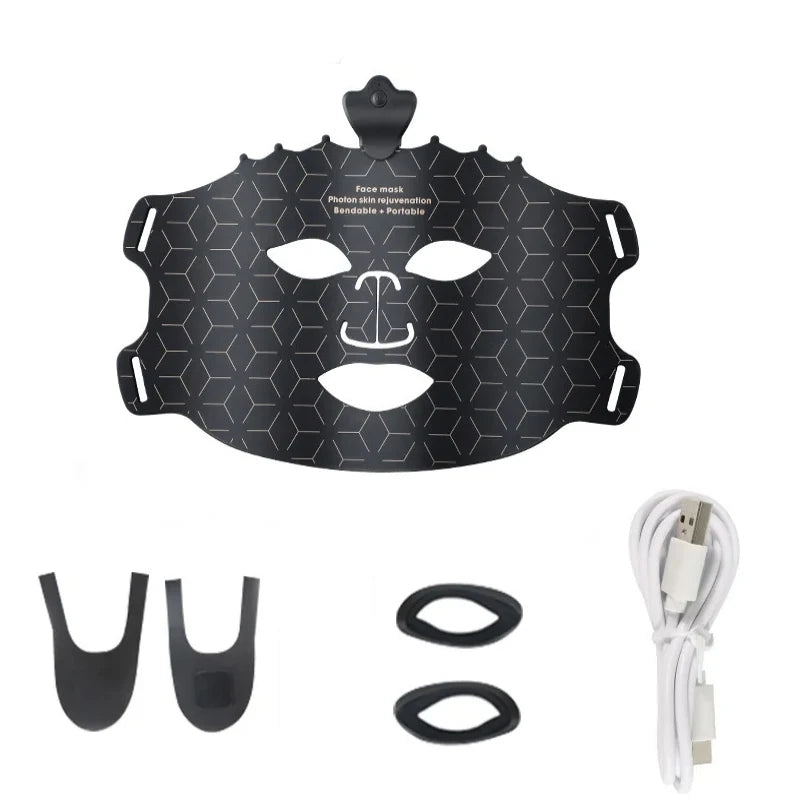 7 Colors Silicone Led Facial Mask Light Therapy Mask Full Face 240 Lamp Beads Wirelessly Red Light Therapy Photon Mask