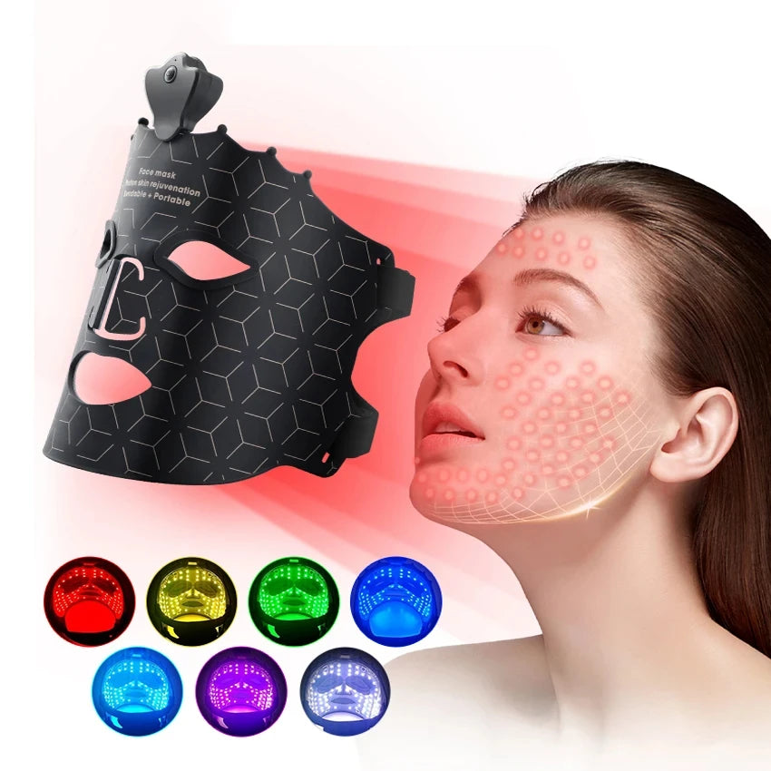 7 Colors Silicone Led Facial Mask Light Therapy Mask Full Face 240 Lamp Beads Wirelessly Red Light Therapy Photon Mask