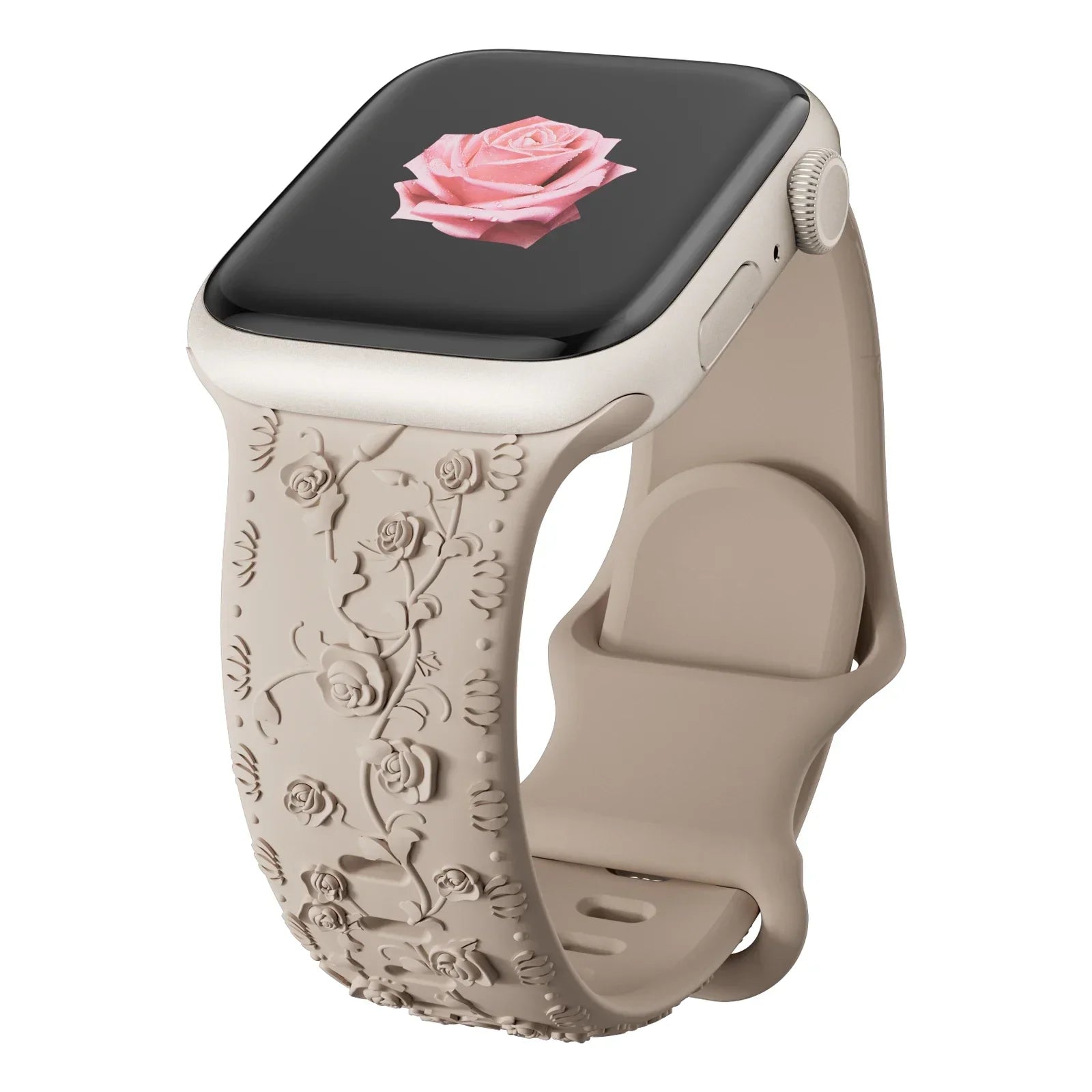 Engraved Band for Apple Watch Strap 46 44mm 40 49mm 45mm 41mm 42mm Floral Silicone Correas Iwatch Ultra 2 Series 10 9 8 7 6 SE 5
