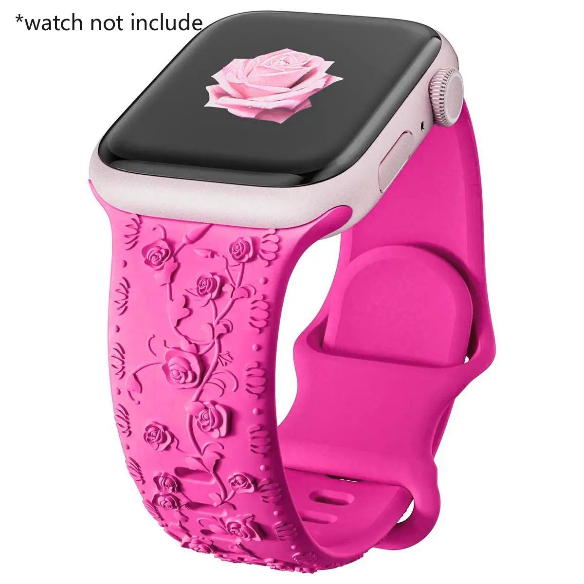 Engraved Band for Apple Watch Strap 46 44mm 40 49mm 45mm 41mm 42mm Floral Silicone Correas Iwatch Ultra 2 Series 10 9 8 7 6 SE 5