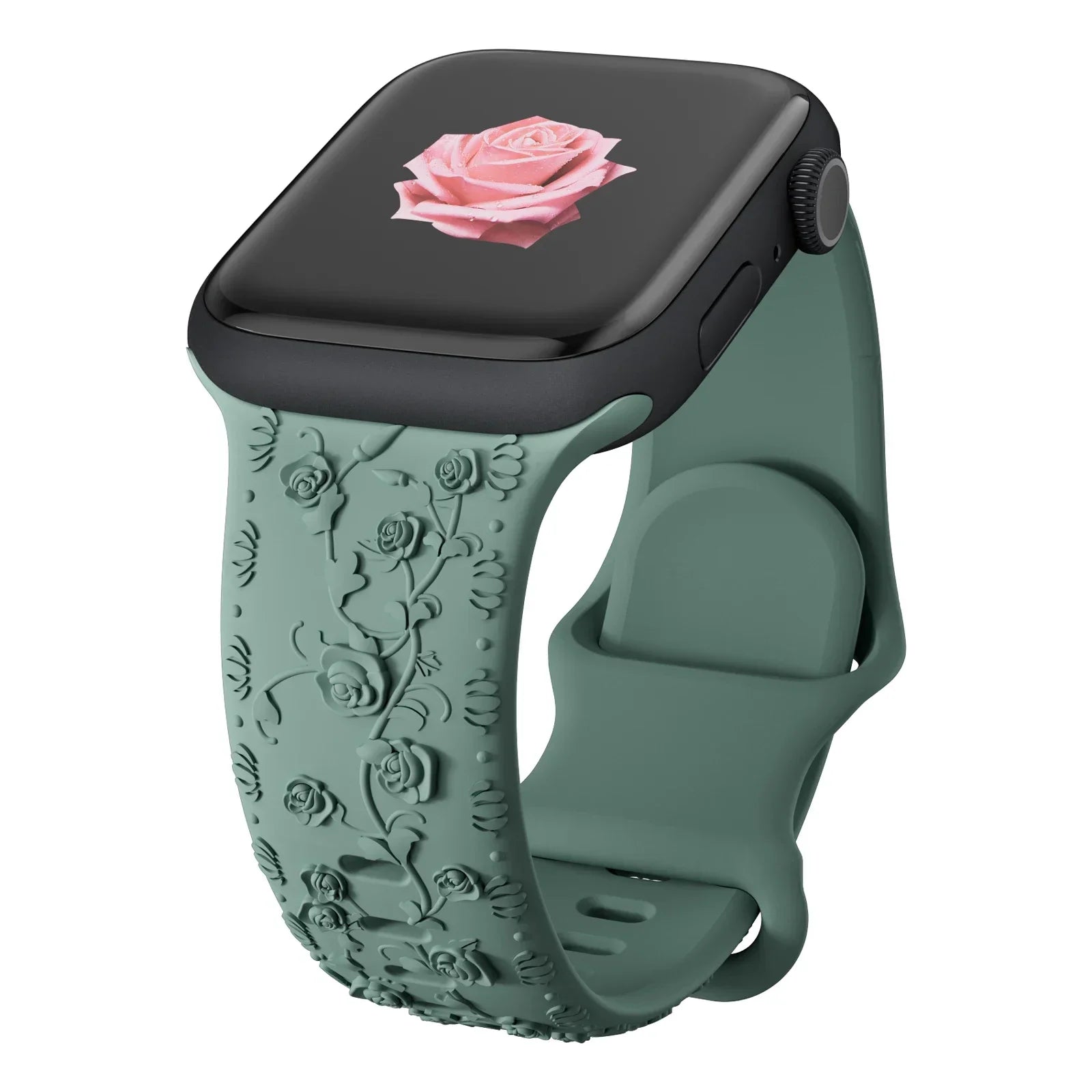 Engraved Band for Apple Watch Strap 46 44mm 40 49mm 45mm 41mm 42mm Floral Silicone Correas Iwatch Ultra 2 Series 10 9 8 7 6 SE 5