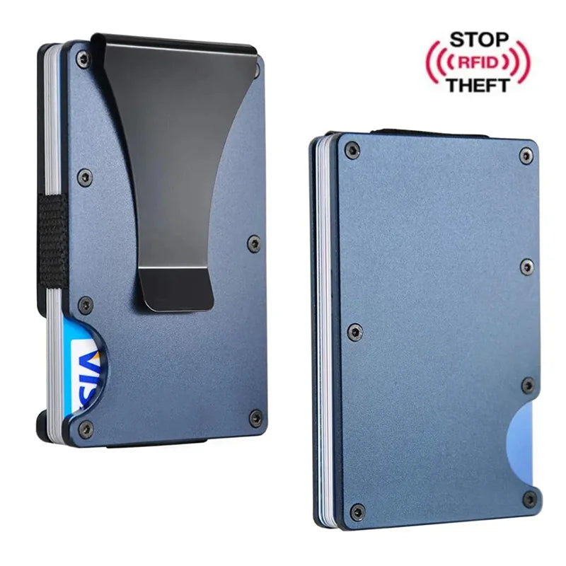 RFID Clip Metal Wallet Blocking Aluminum Minimalist Credit Card Holder Money Wallets 2024 All Color Slim Business Bank Id Case