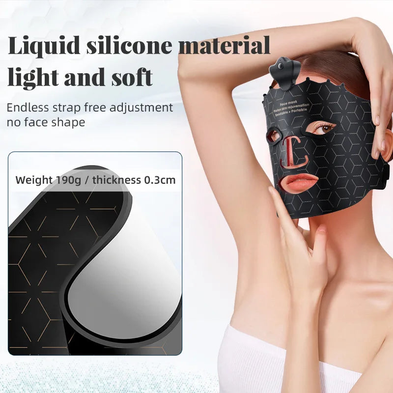 7 Colors Silicone Led Facial Mask Light Therapy Mask Full Face 240 Lamp Beads Wirelessly Red Light Therapy Photon Mask