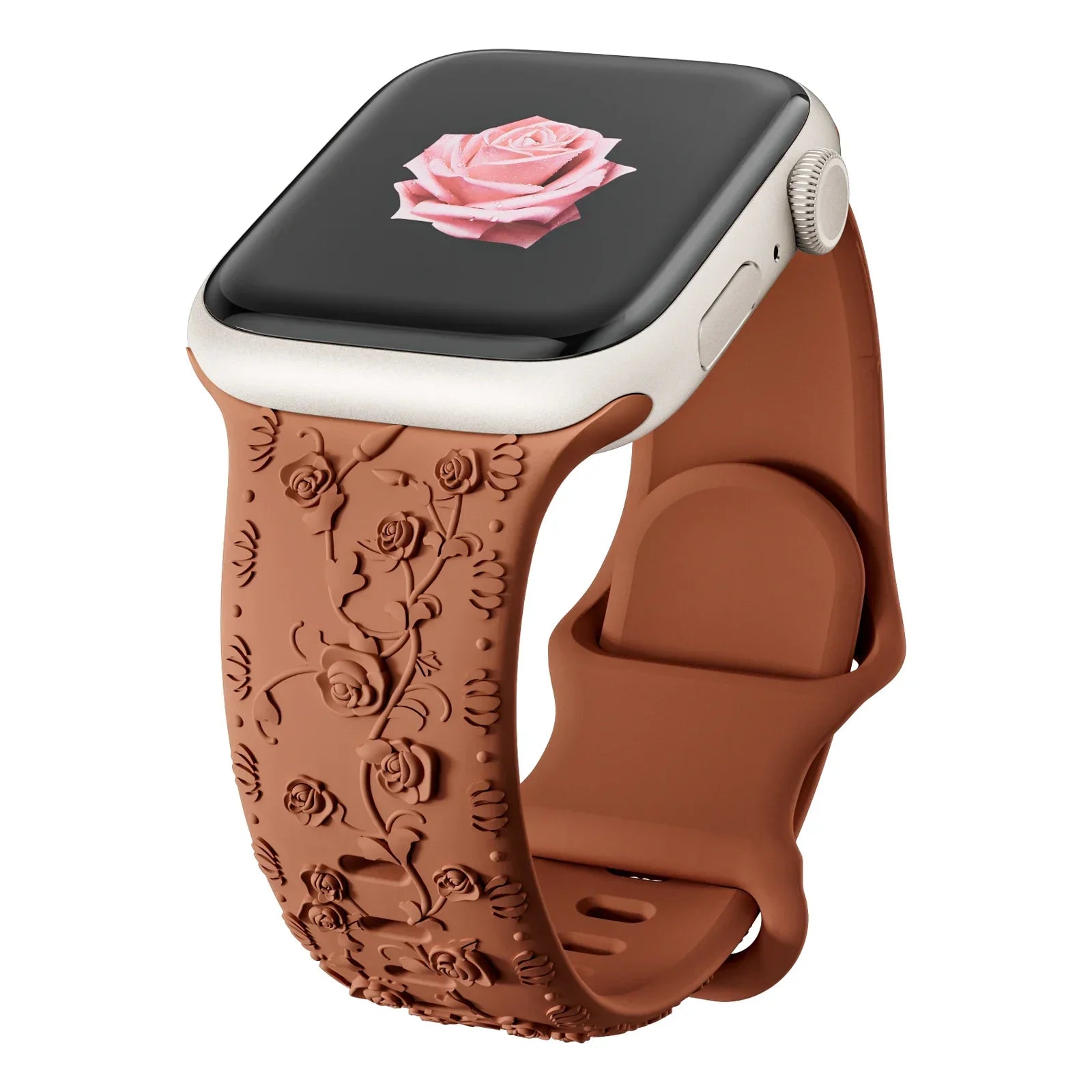 Engraved Band for Apple Watch Strap 46 44mm 40 49mm 45mm 41mm 42mm Floral Silicone Correas Iwatch Ultra 2 Series 10 9 8 7 6 SE 5