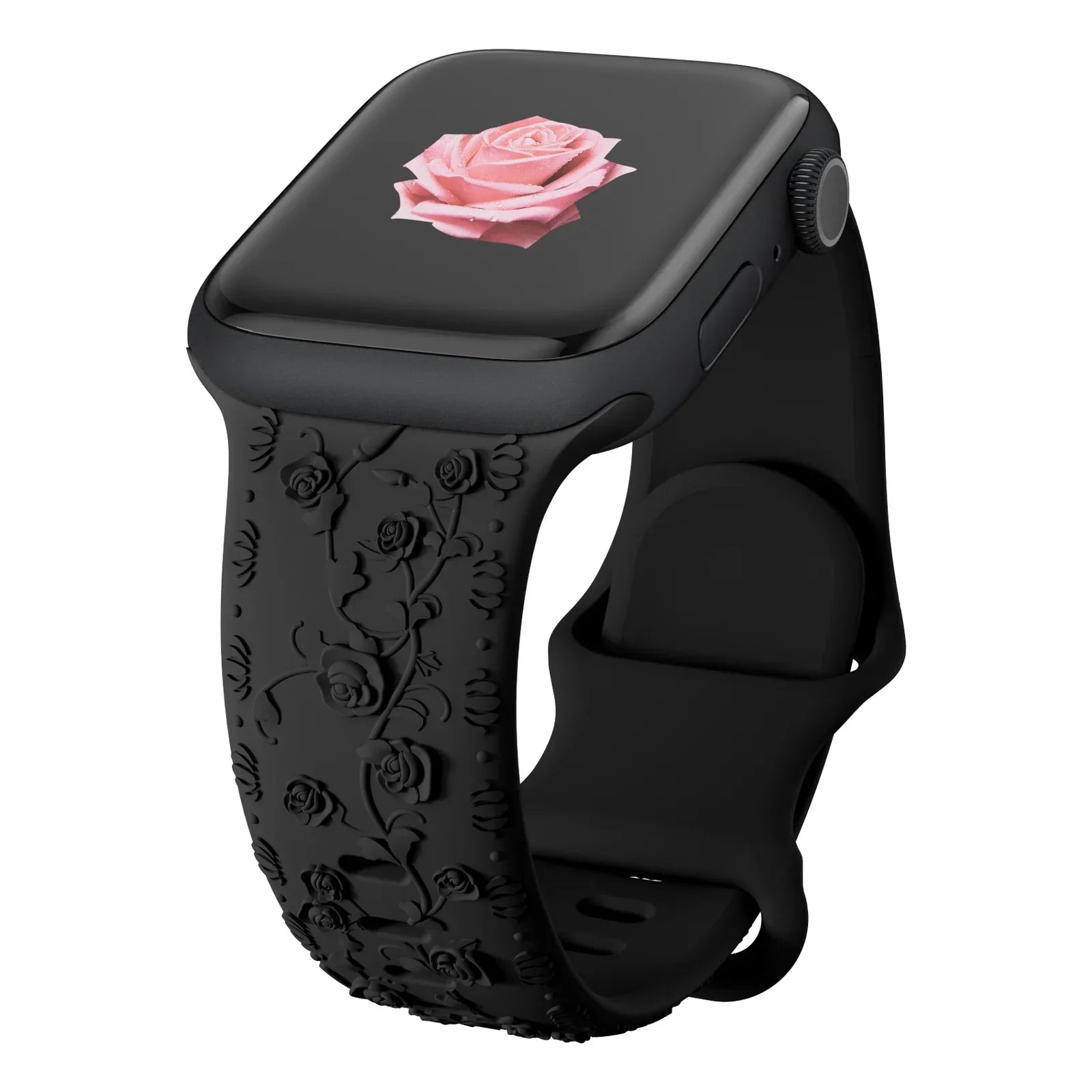 Engraved Band for Apple Watch Strap 46 44mm 40 49mm 45mm 41mm 42mm Floral Silicone Correas Iwatch Ultra 2 Series 10 9 8 7 6 SE 5