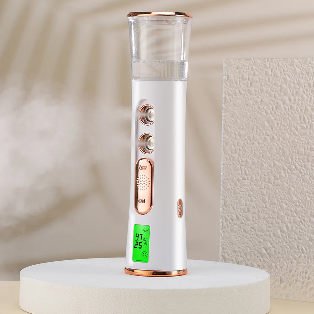 Mist Sprayer Handheld Nano Beauty Instrument Mini Hydrating Humidifier Skin Care LED Display Portable Facial Steamer Nebulizer