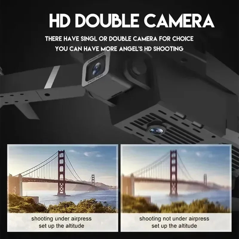 E88Pro RC Drone 4K Professinal 3 Batteries With 1080P Wide Angle Dual HD Camera Foldable RC Helicopter WIFI FPV Height Hold