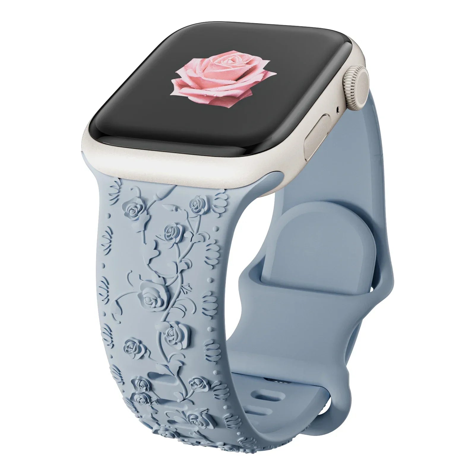 Engraved Band for Apple Watch Strap 46 44mm 40 49mm 45mm 41mm 42mm Floral Silicone Correas Iwatch Ultra 2 Series 10 9 8 7 6 SE 5