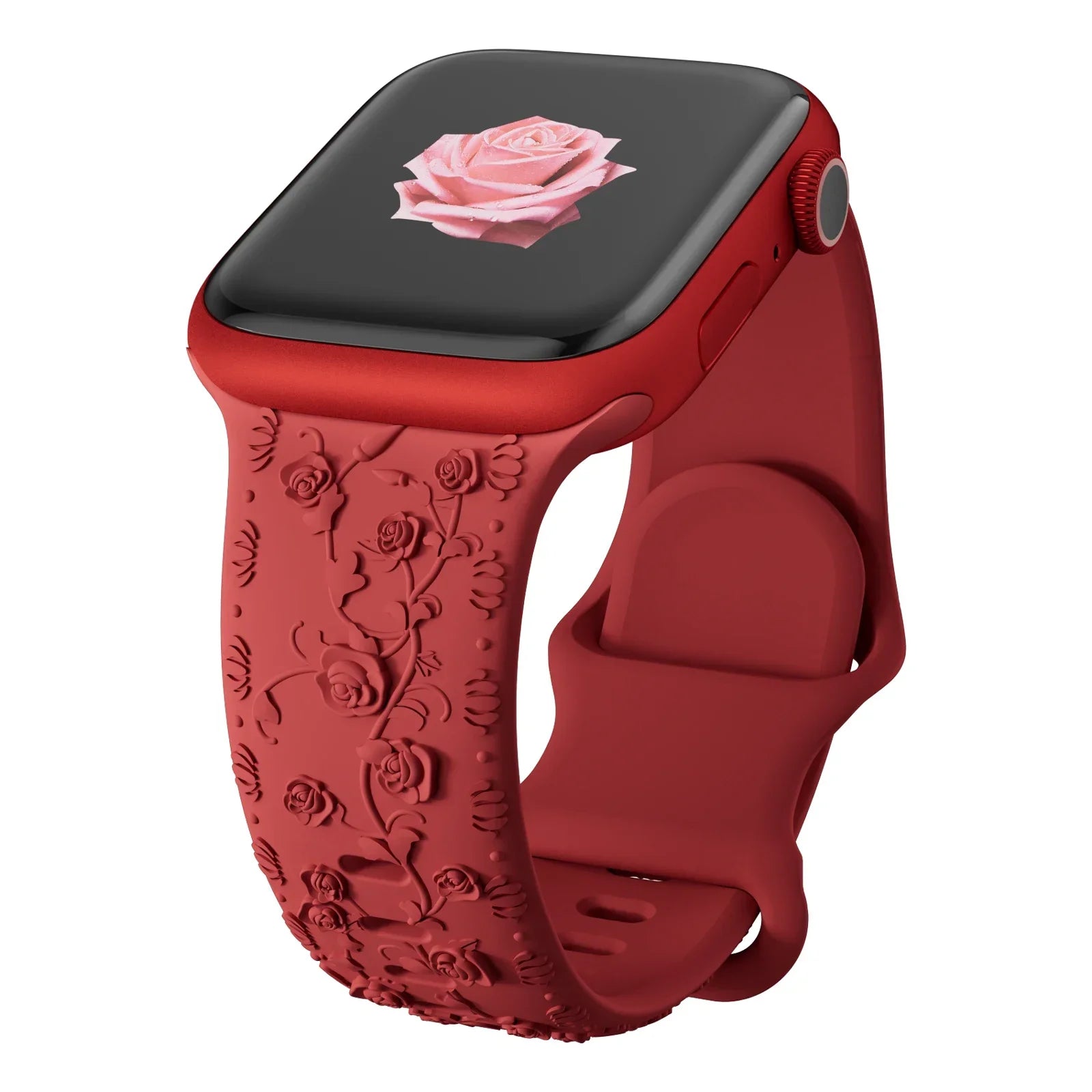 Engraved Band for Apple Watch Strap 46 44mm 40 49mm 45mm 41mm 42mm Floral Silicone Correas Iwatch Ultra 2 Series 10 9 8 7 6 SE 5