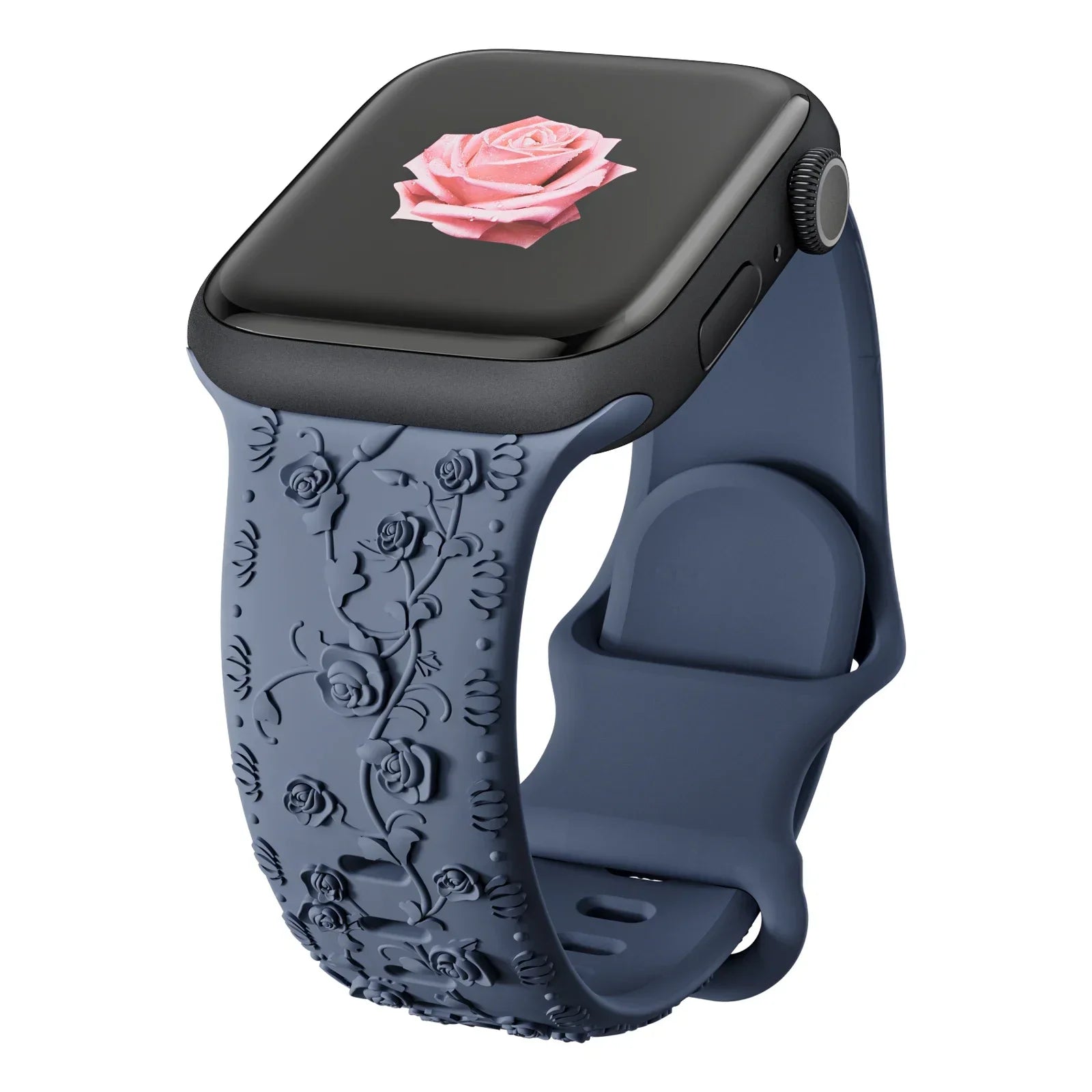 Engraved Band for Apple Watch Strap 46 44mm 40 49mm 45mm 41mm 42mm Floral Silicone Correas Iwatch Ultra 2 Series 10 9 8 7 6 SE 5