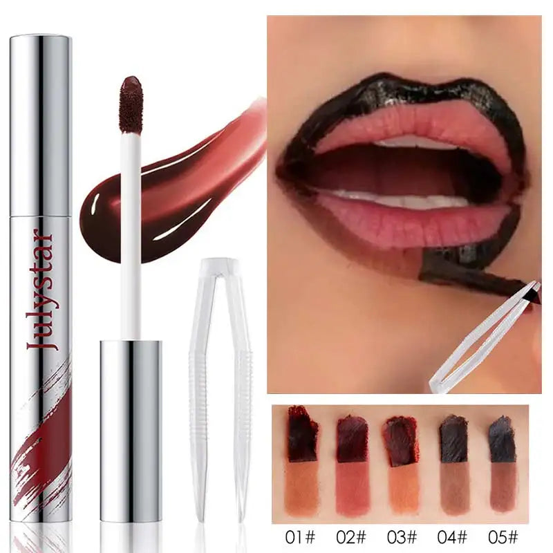 5 Color Liquid Peel-off Lip Liner Stain Waterproof Pink Brown Lip Contouring Tattoo Pigment Transfer Resistant Lip Gloss Tint