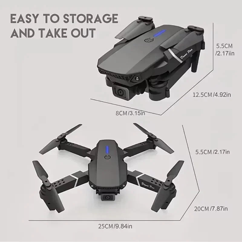 E88Pro RC Drone 4K Professinal 3 Batteries With 1080P Wide Angle Dual HD Camera Foldable RC Helicopter WIFI FPV Height Hold