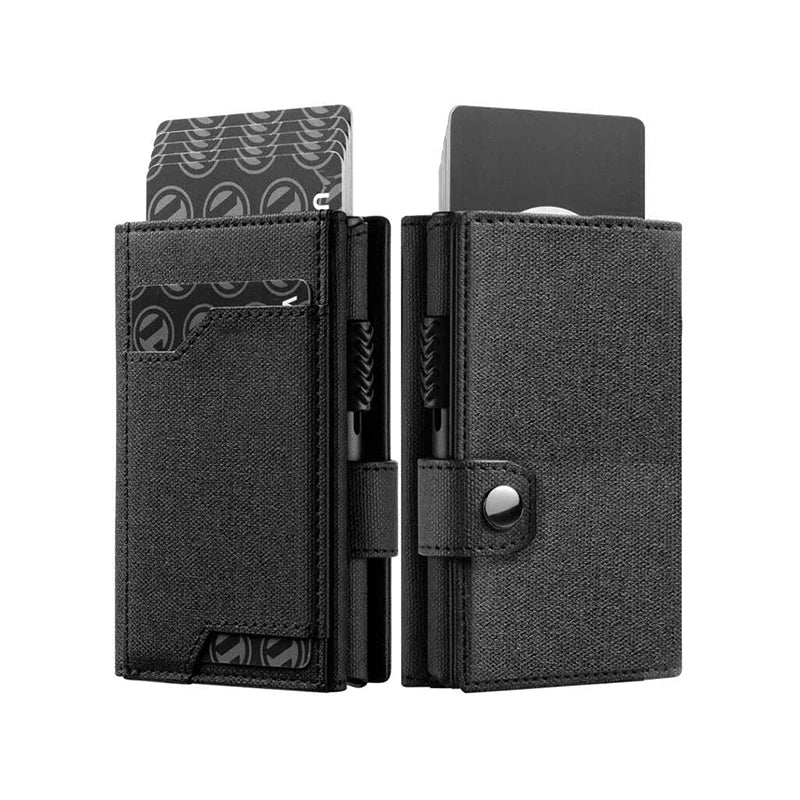 YATBEST Men's Card Package Aluminum Box RFID Anti-Theft Brush Large Capacity Pop-Up Card Clip Cloth Pattern Portable Wallet